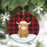 Clan Charteris (Earl of Wemyss) Tartan Christmas Ceramic Ornament Highland Cows Style XY34 Charteris (Earl of Wemyss) Tartan Tartan Ornament